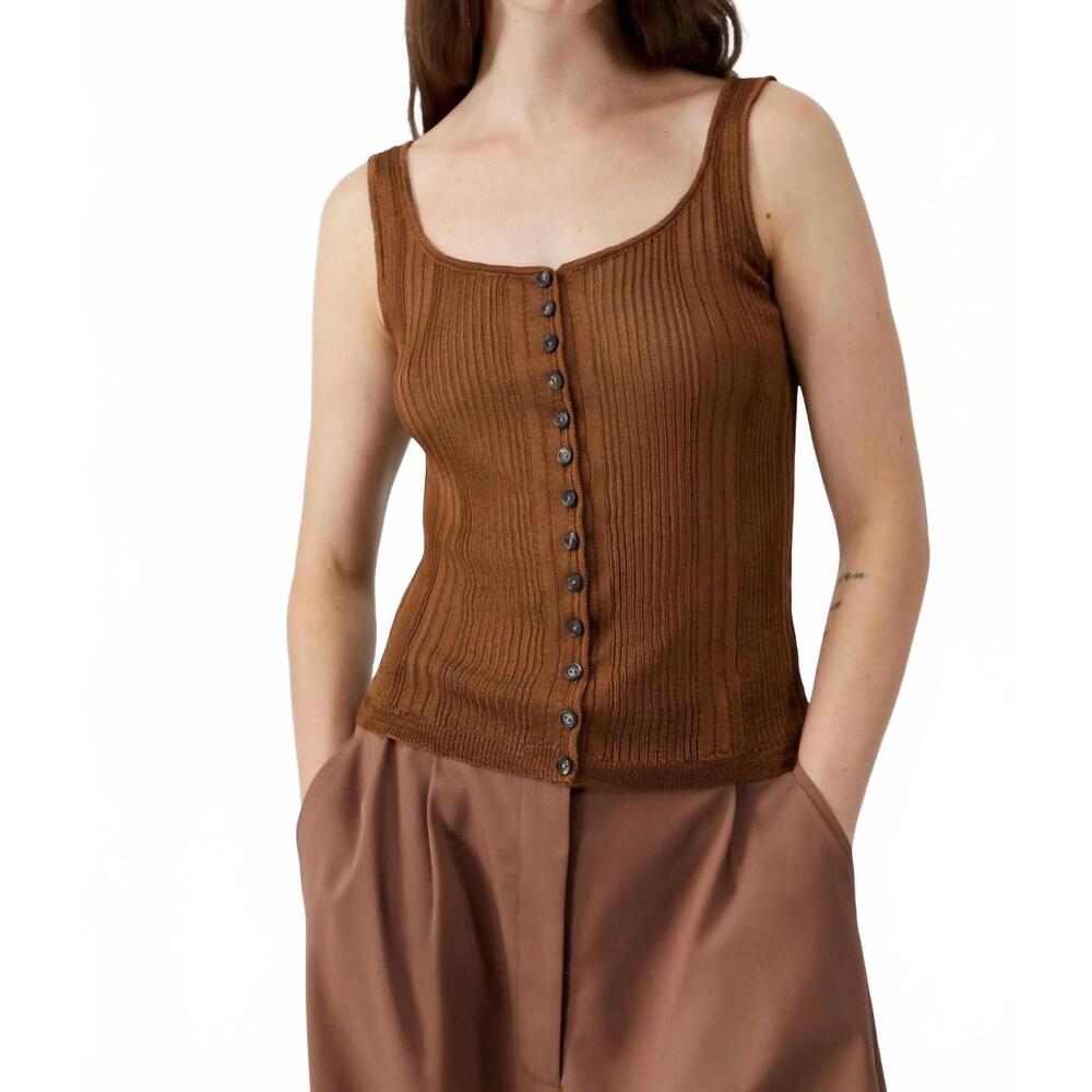 NEW CORDERA ribbed tank top in tobacco